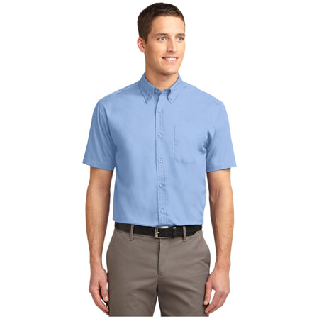 Port Authority ® Short Sleeve Easy Care Shirt. S508 - Black/ Light Stone - Port Authority S508 Woven Shirts Port Authority