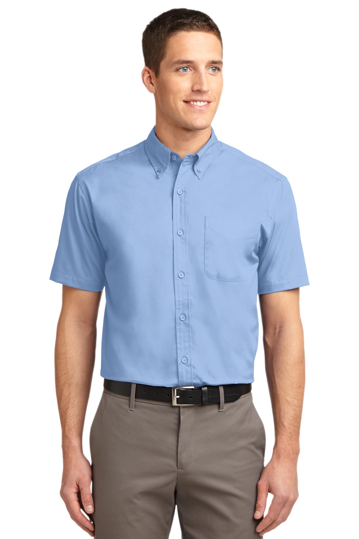 Port Authority ® Short Sleeve Easy Care Shirt. S508 - Light Blue/ Light Stone Woven Shirts Port Authority