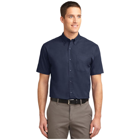 Port Authority ® Short Sleeve Easy Care Shirt. S508 - Black/ Light Stone - Port Authority S508 Woven Shirts Port Authority