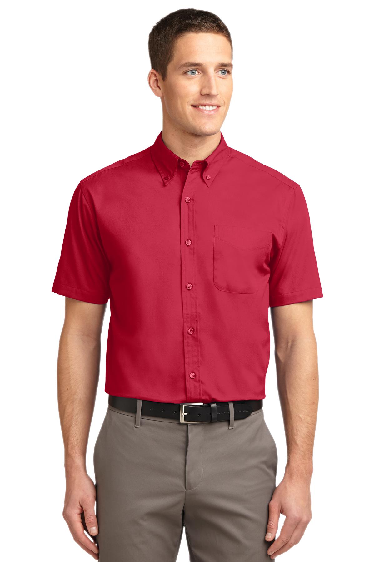 Port Authority ® Short Sleeve Easy Care Shirt. S508 - Red/ Light Stone Woven Shirts Port Authority