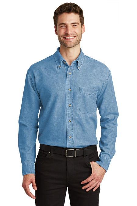 Port Authority ® Long Sleeve Denim Shirt. S600 - Port Authority S600 Woven Shirts Port Authority Faded Denim XS