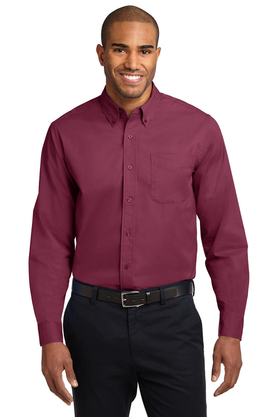 Port Authority ®  Long Sleeve Easy Care Shirt S608 - Burgundy/ Light Stone - Port Authority S608