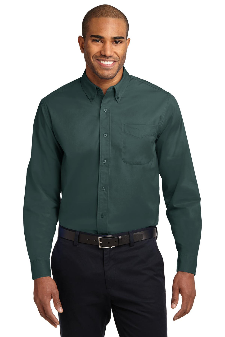 Port Authority ®  Long Sleeve Easy Care Shirt S608 - Dark Green/ Navy - Port Authority S608