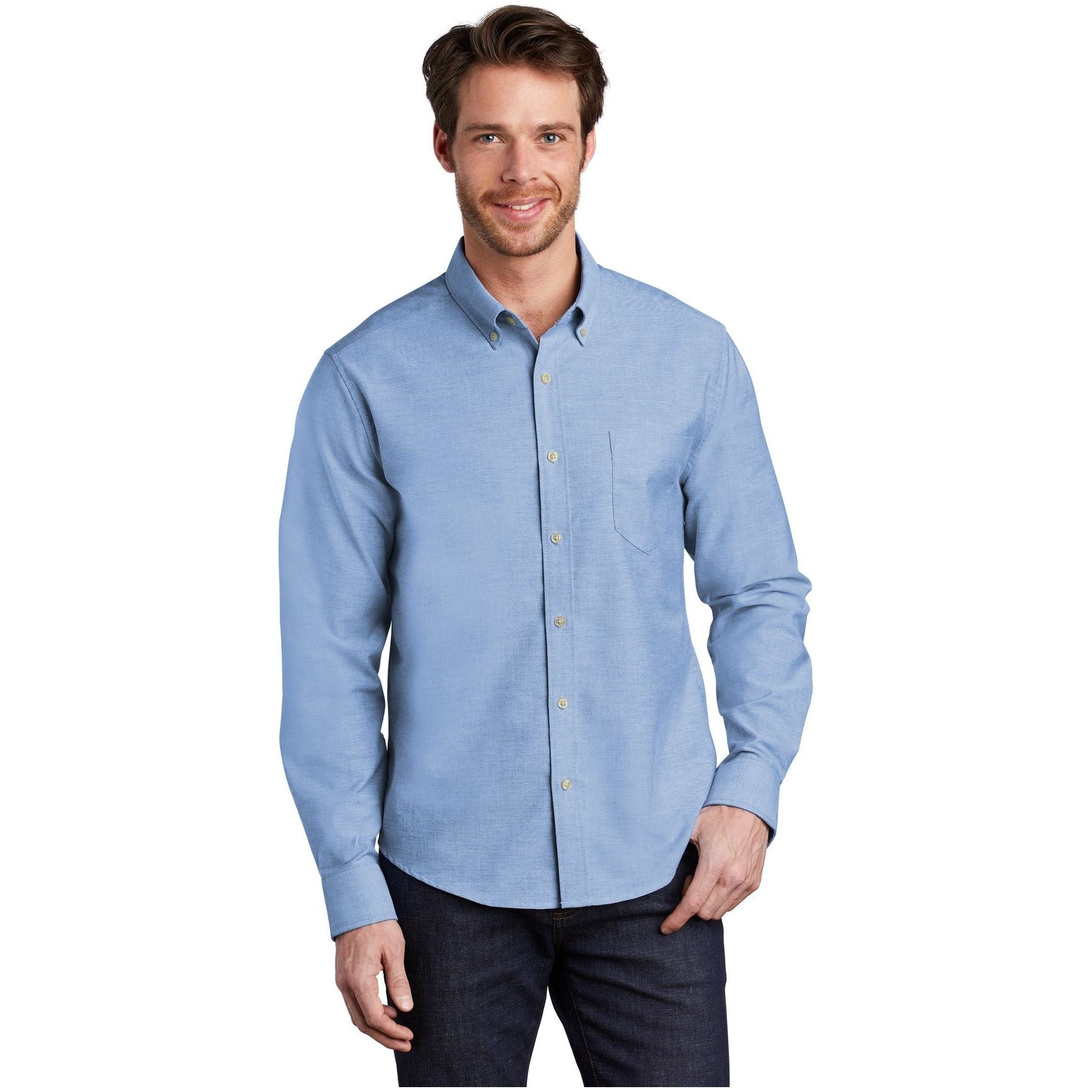 Port Authority ® Untucked Fit SuperPro ™ Oxford S651 - Port Authority S651 Woven Shirts Port Authority Oxford Blue XS