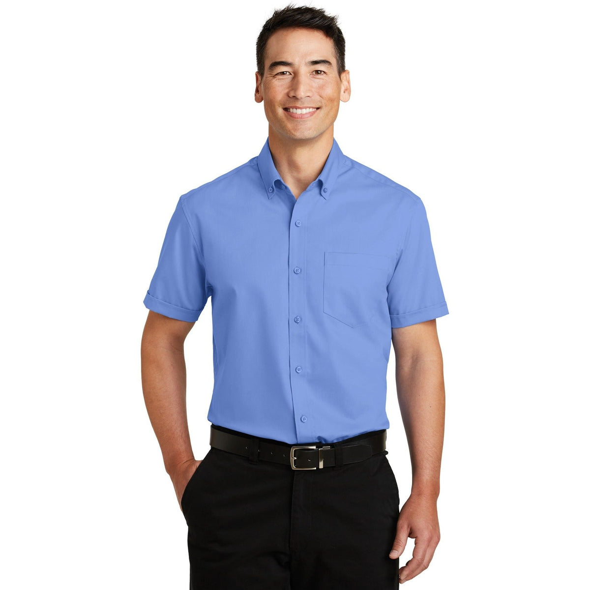 Port Authority ® Short Sleeve SuperPro ™ Twill Shirt. S664 - Port Authority S664 Woven Shirts Port Authority Ultramarine Blue XS