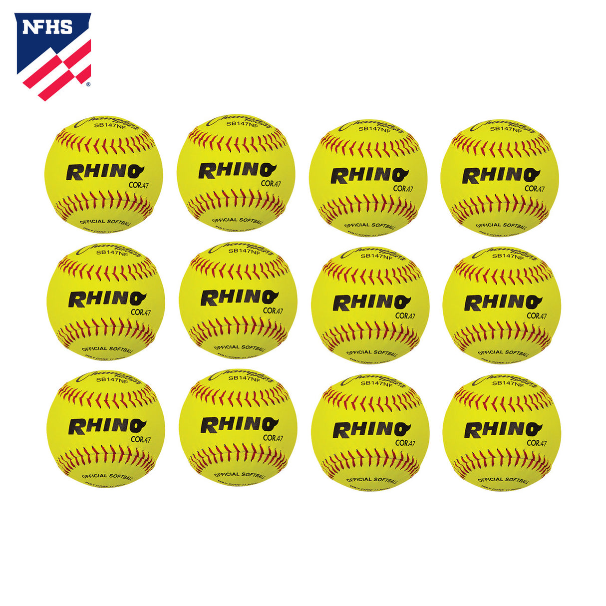 Champion Sports 11" LEATHER POLY CORE SOFTBALL, NFHS APPROVED