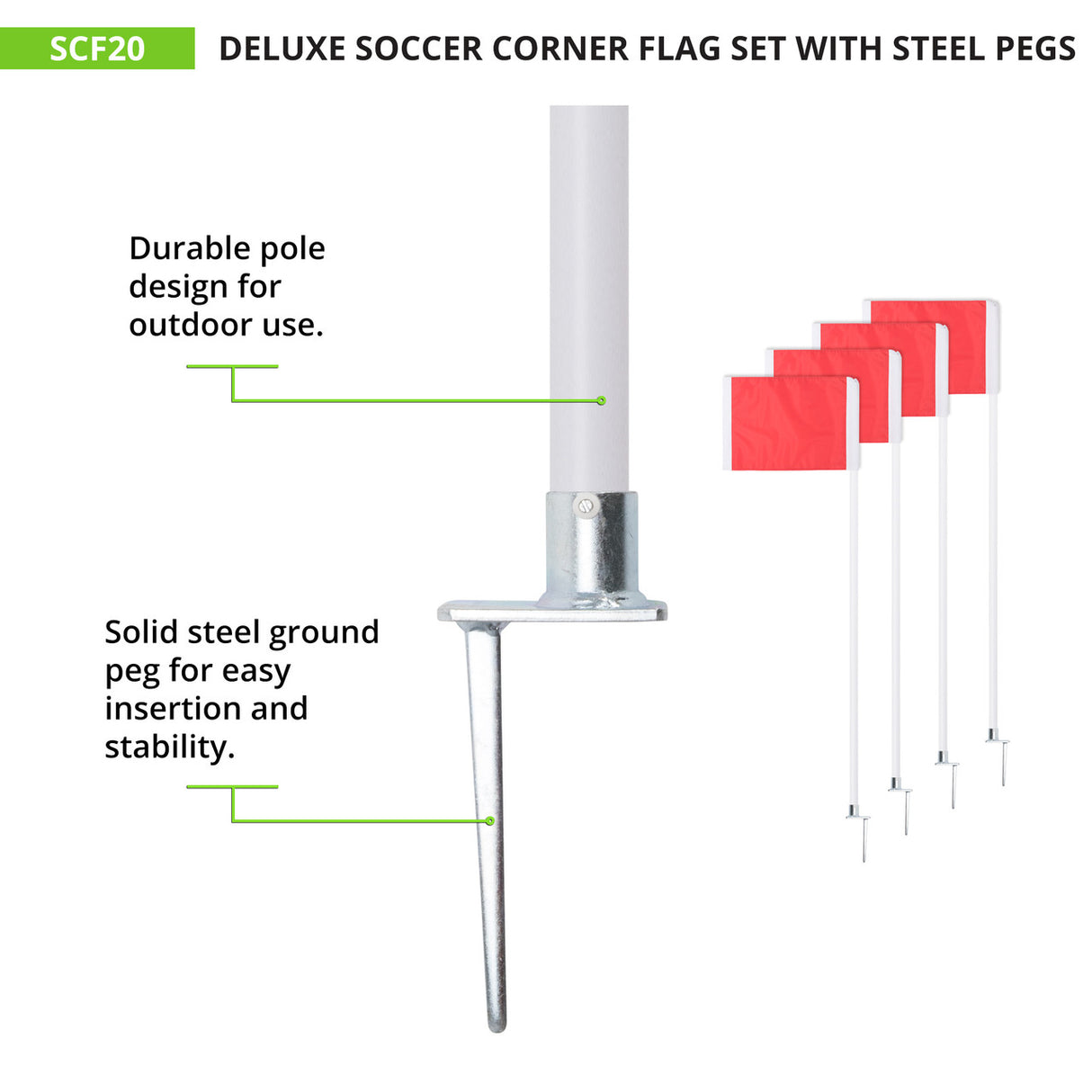 Champion Sports STEEL PEG SOCCER CORNER FLAGS