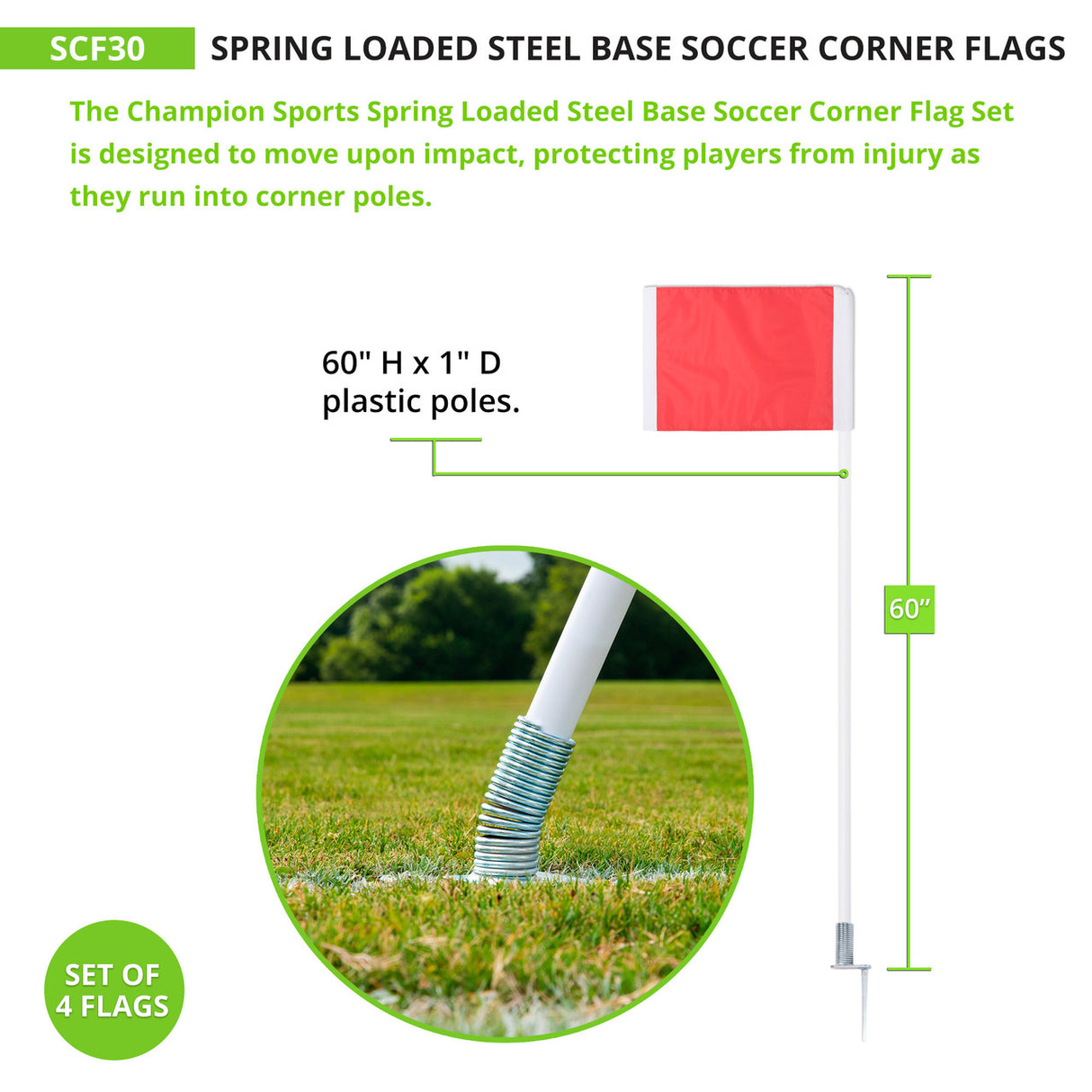 Champion Sports SPRING LOADED CORNER FLAGS