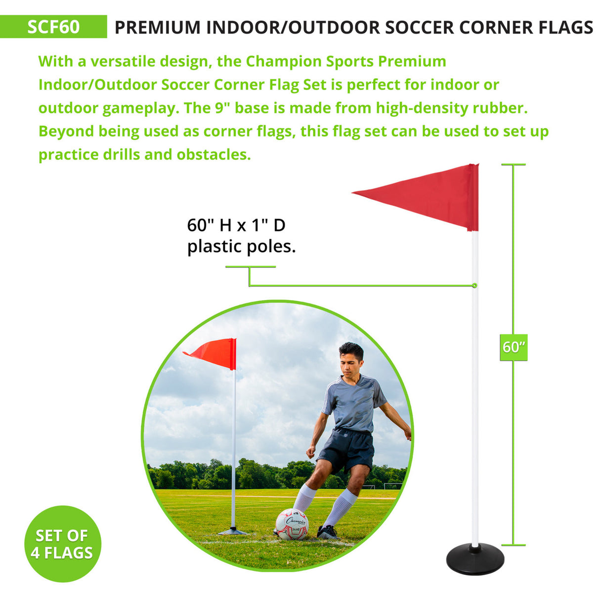 Champion Sports PREMIUM SOCCER CORNER FLAGS