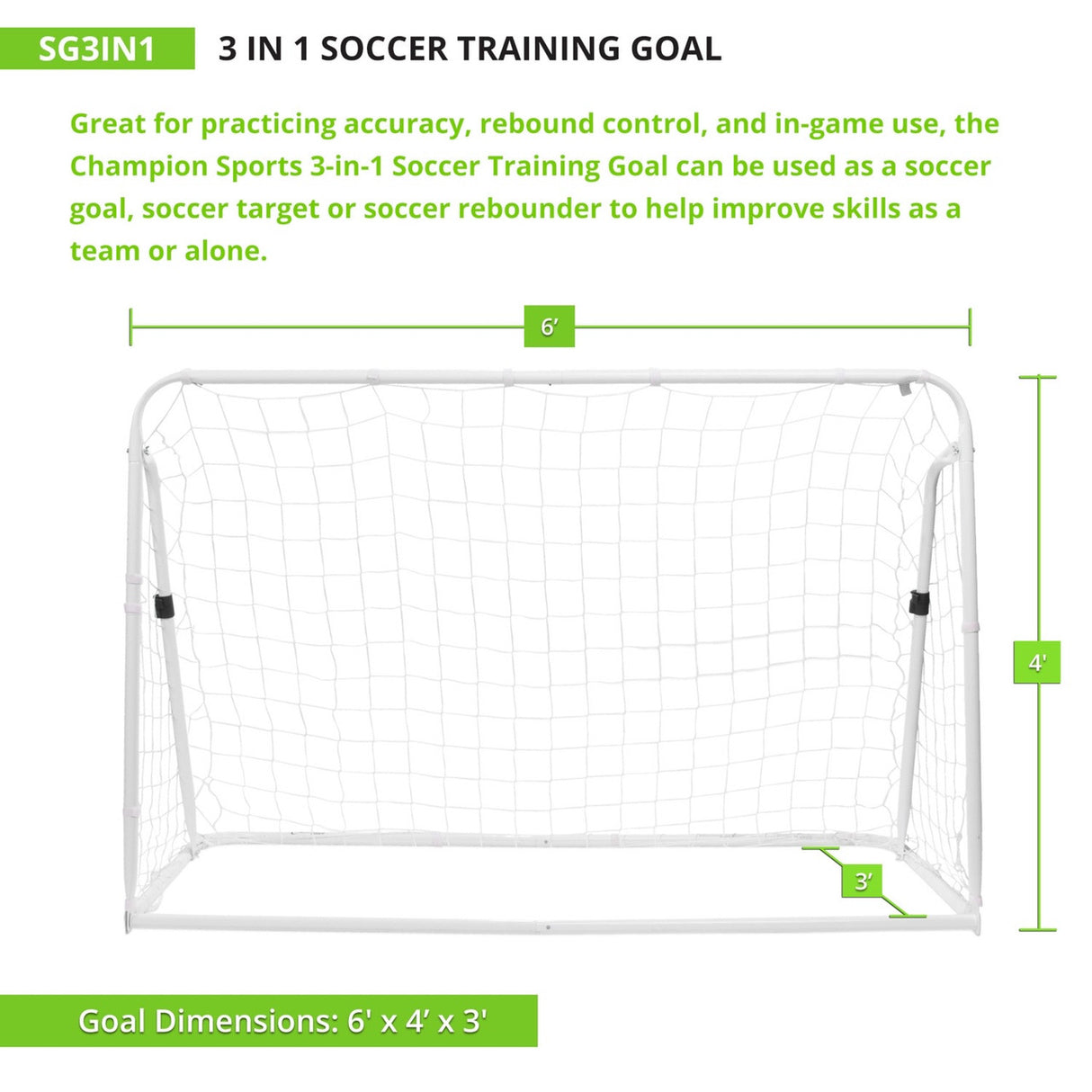 Champion Sports 3-IN-1 SOCCER TRAINING GOAL