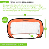 Champion Sports POP-UP SOCCER GOAL, 4' X 2'