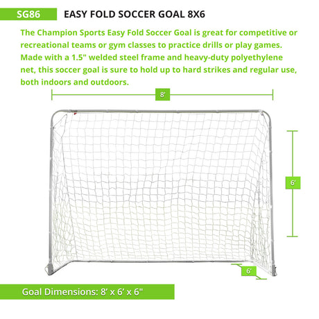 Champion Sports EASY FOLD SOCCER GOAL, 8' X 6'