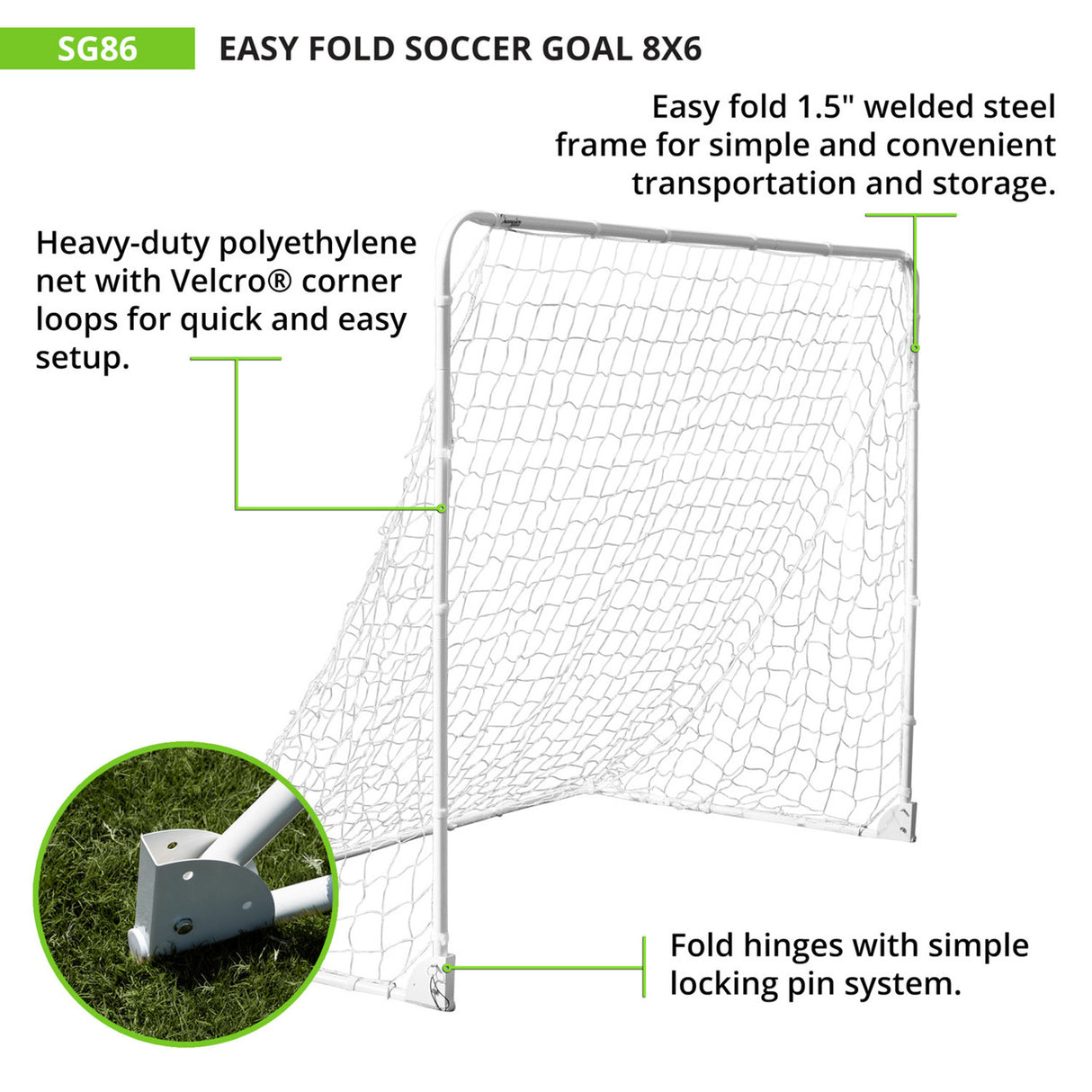 Champion Sports EASY FOLD SOCCER GOAL, 8' X 6'