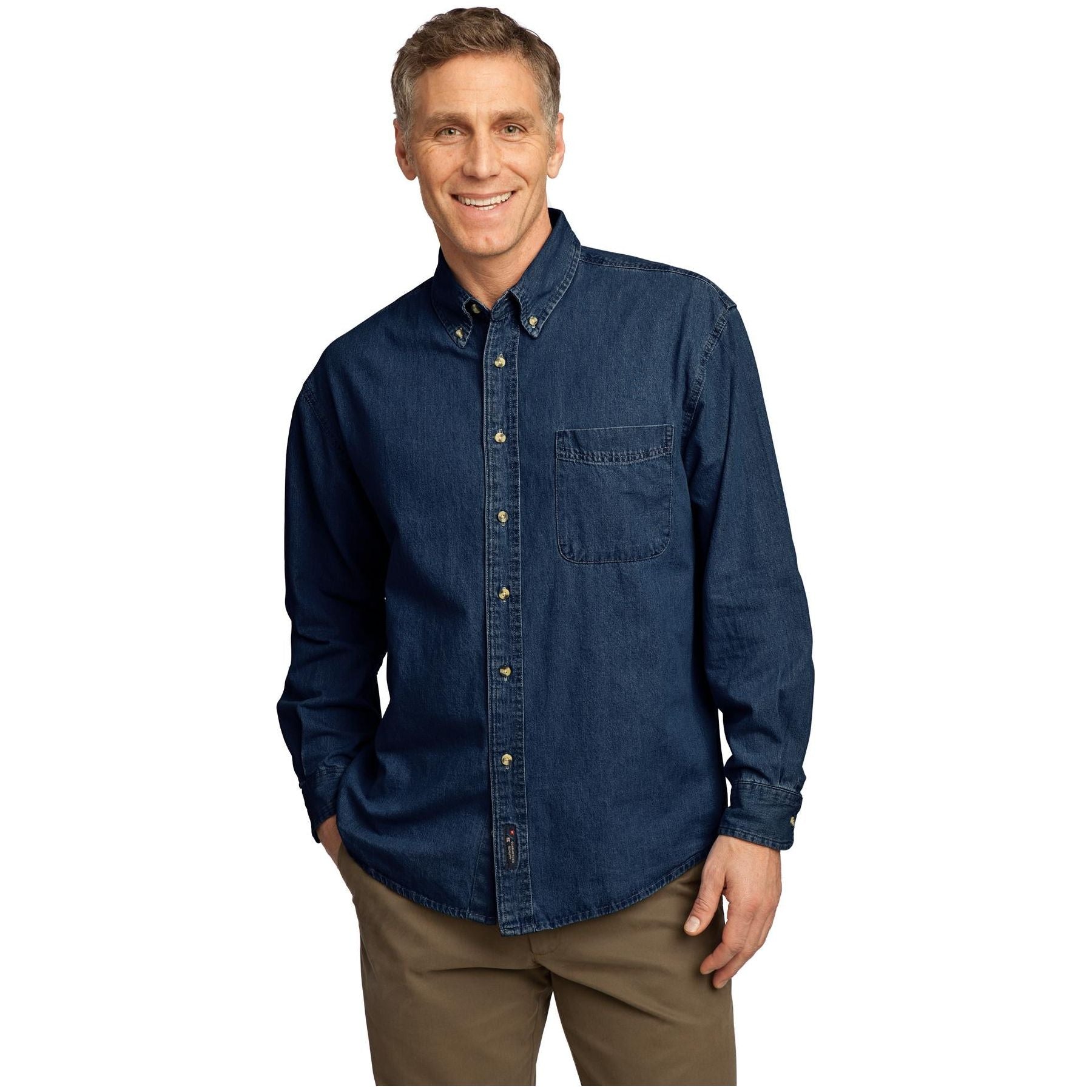 Port & Company ® - Long Sleeve Value Denim Shirt. SP10 - Port & Company SP10 Woven Shirts Port & Company Ink Blue XS