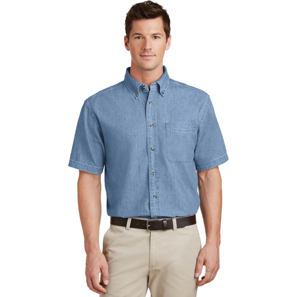 Port & Company ® - Short Sleeve Value Denim Shirt. SP11 - Port & Company SP11 Woven Shirts Port & Company Faded Blue XS