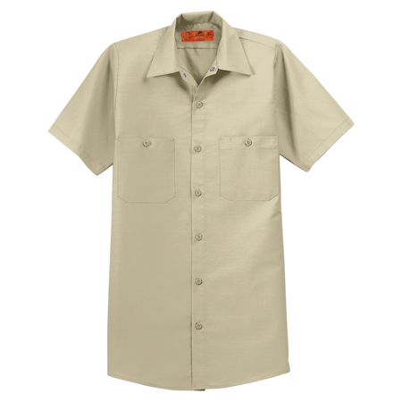 Men's Short Sleeve Industrial Work Shirt Joe's USA Small Light Tan