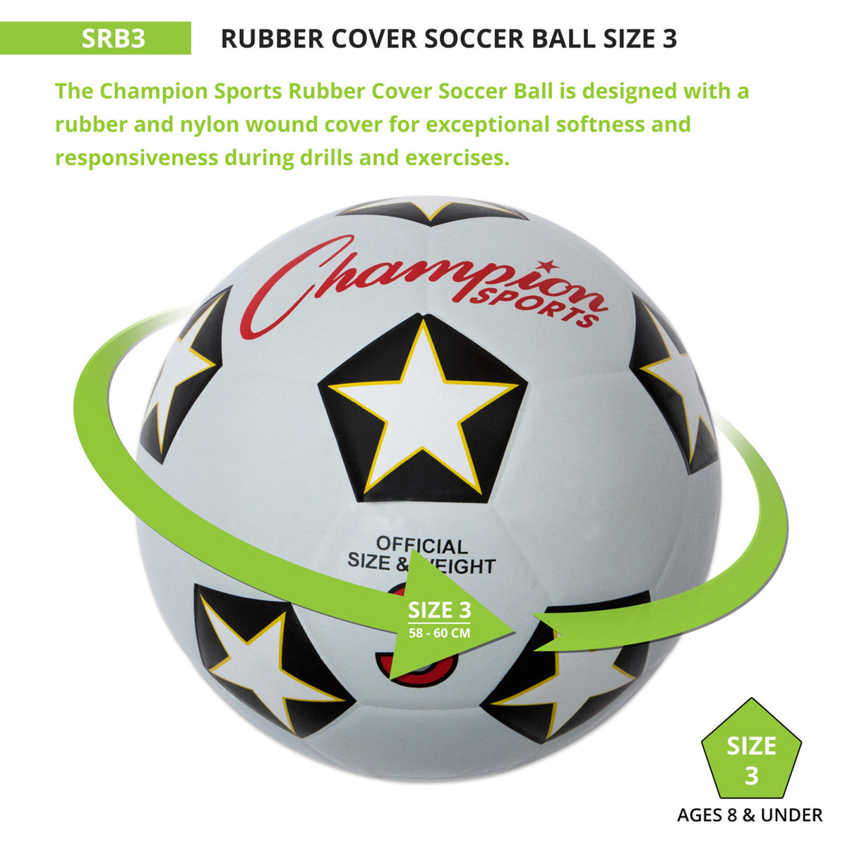 Champion Sports RUBBER COVER SOCCER BALL SIZE 3