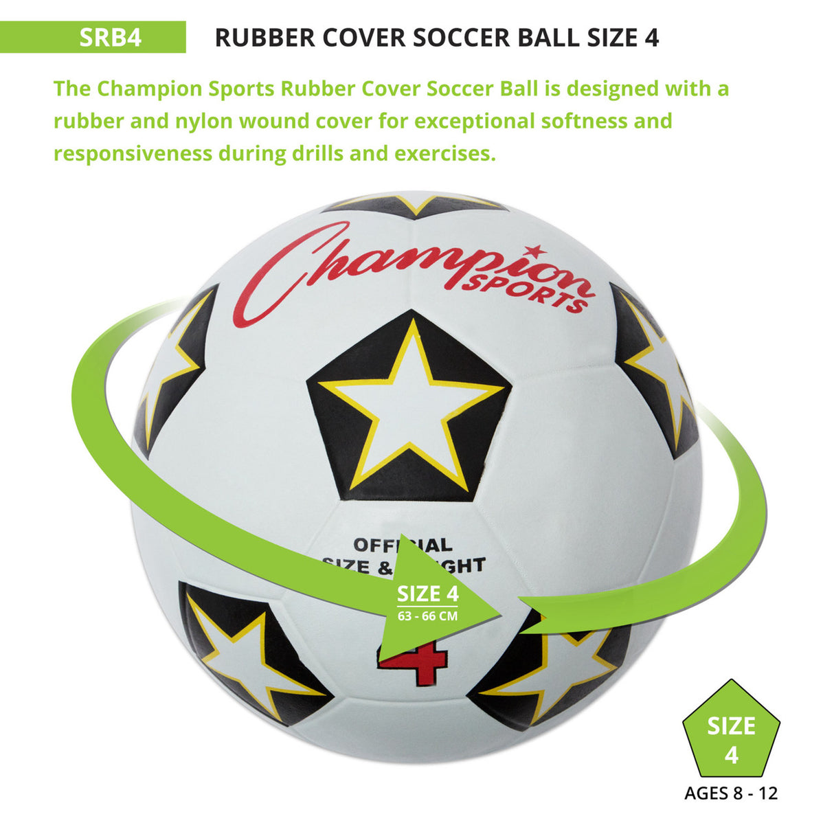 Champion Sports RUBBER COVER SOCCER BALL SIZE 3