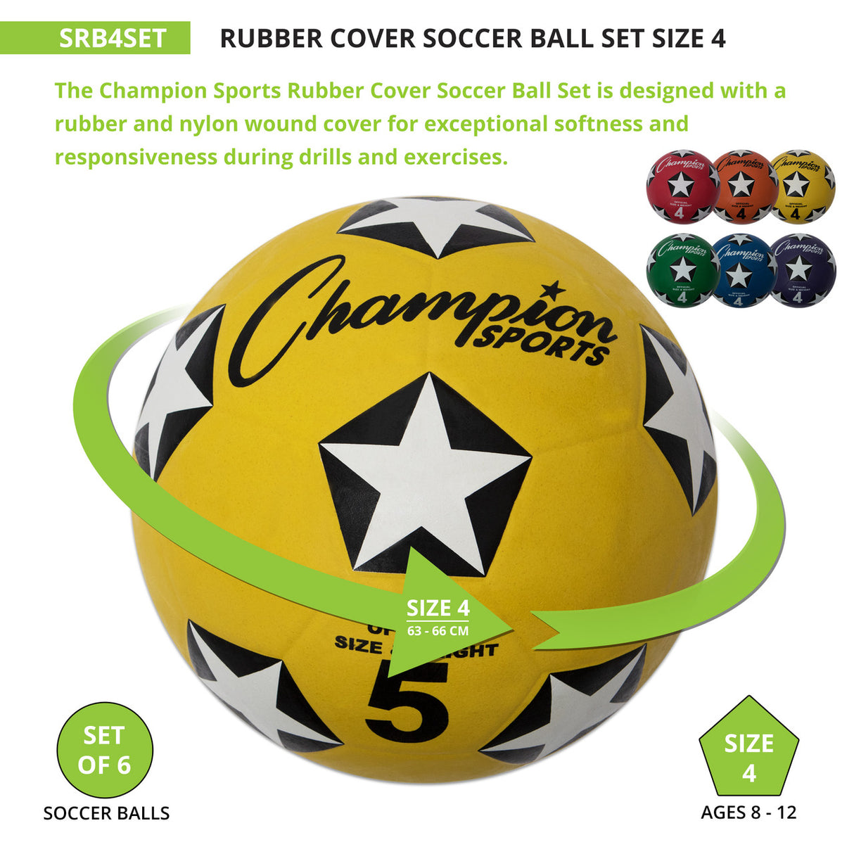 Champion Sports RUBBER COVER SOCCER BALL SIZE 3