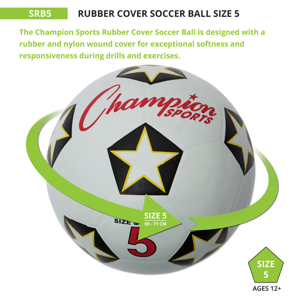 Champion Sports RUBBER COVER SOCCER BALL SIZE 3