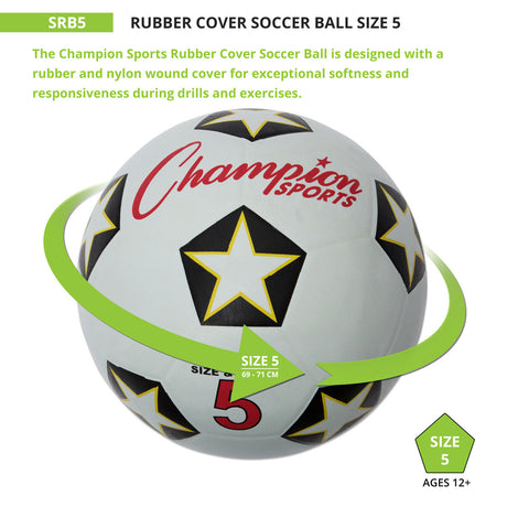 Champion Sports SRB3 Rubber Cover Soccer Ball Size 3
