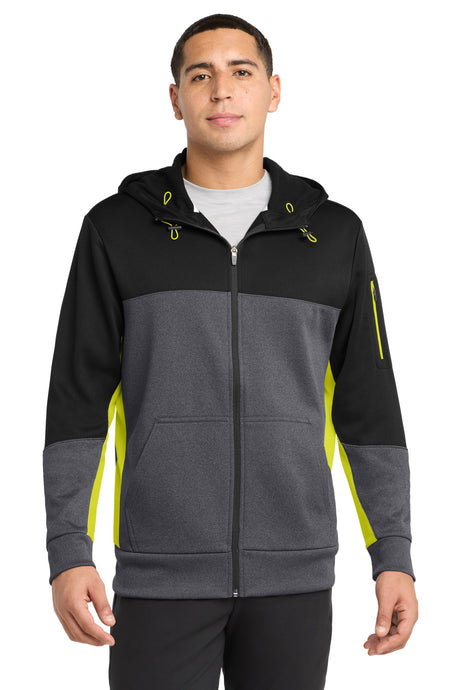 Sport-Tek ST245 Tech Fleece Colorblock Full-Zip Hooded Jacket