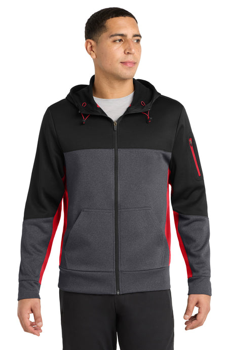 Sport-Tek ST245 Tech Fleece Colorblock Full-Zip Hooded Jacket