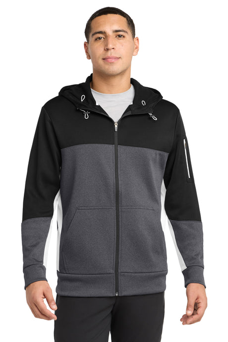 Sport-Tek ST245 Tech Fleece Colorblock Full-Zip Hooded Jacket