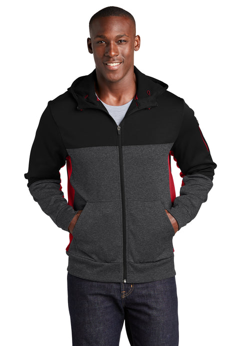 Sport-Tek ®  Tech Fleece Colorblock Full-Zip Hooded Jacket. ST245 - Sport-Tek ST245
