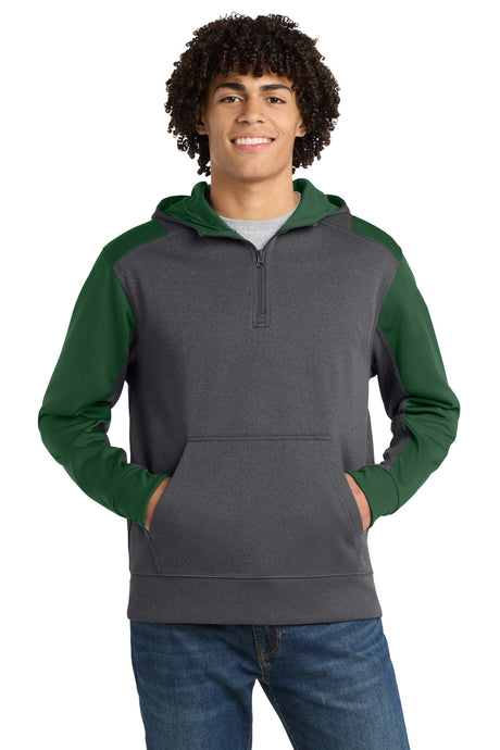 Sport-Tek ®   Tech Fleece Colorblock 1/4-Zip Hooded Sweatshirt. ST249 - Sport-Tek ST249