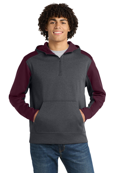 Sport-Tek ®   Tech Fleece Colorblock 1/4-Zip Hooded Sweatshirt. ST249 - Sport-Tek ST249