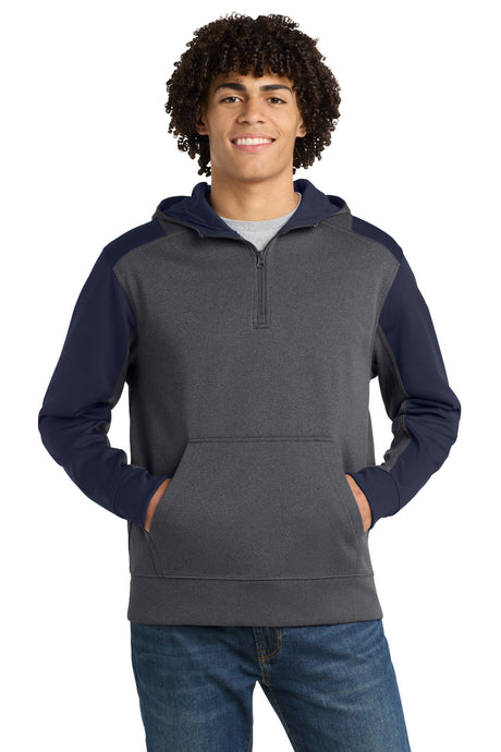 Sport-Tek ST249 Tech Fleece Colorblock 1/4-Zip Hooded Sweatshirt