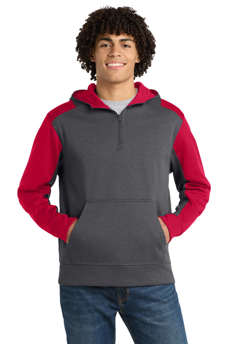 Sport-Tek ®   Tech Fleece Colorblock 1/4-Zip Hooded Sweatshirt. ST249 - Sport-Tek ST249