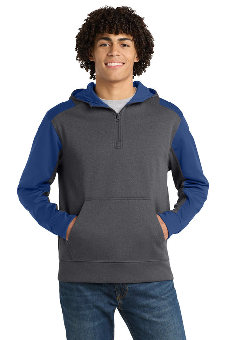 Sport-Tek ®   Tech Fleece Colorblock 1/4-Zip Hooded Sweatshirt. ST249 - Sport-Tek ST249