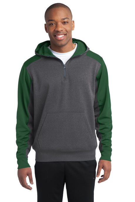 Sport-Tek ®   Tech Fleece Colorblock 1/4-Zip Hooded Sweatshirt. ST249 - Sport-Tek ST249
