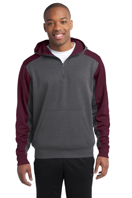 Sport-Tek ®   Tech Fleece Colorblock 1/4-Zip Hooded Sweatshirt. ST249 - Sport-Tek ST249