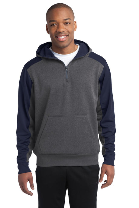 Sport-Tek ®   Tech Fleece Colorblock 1/4-Zip Hooded Sweatshirt. ST249 - Sport-Tek ST249