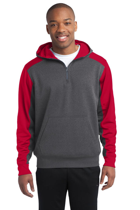 Sport-Tek ®   Tech Fleece Colorblock 1/4-Zip Hooded Sweatshirt. ST249 - Sport-Tek ST249