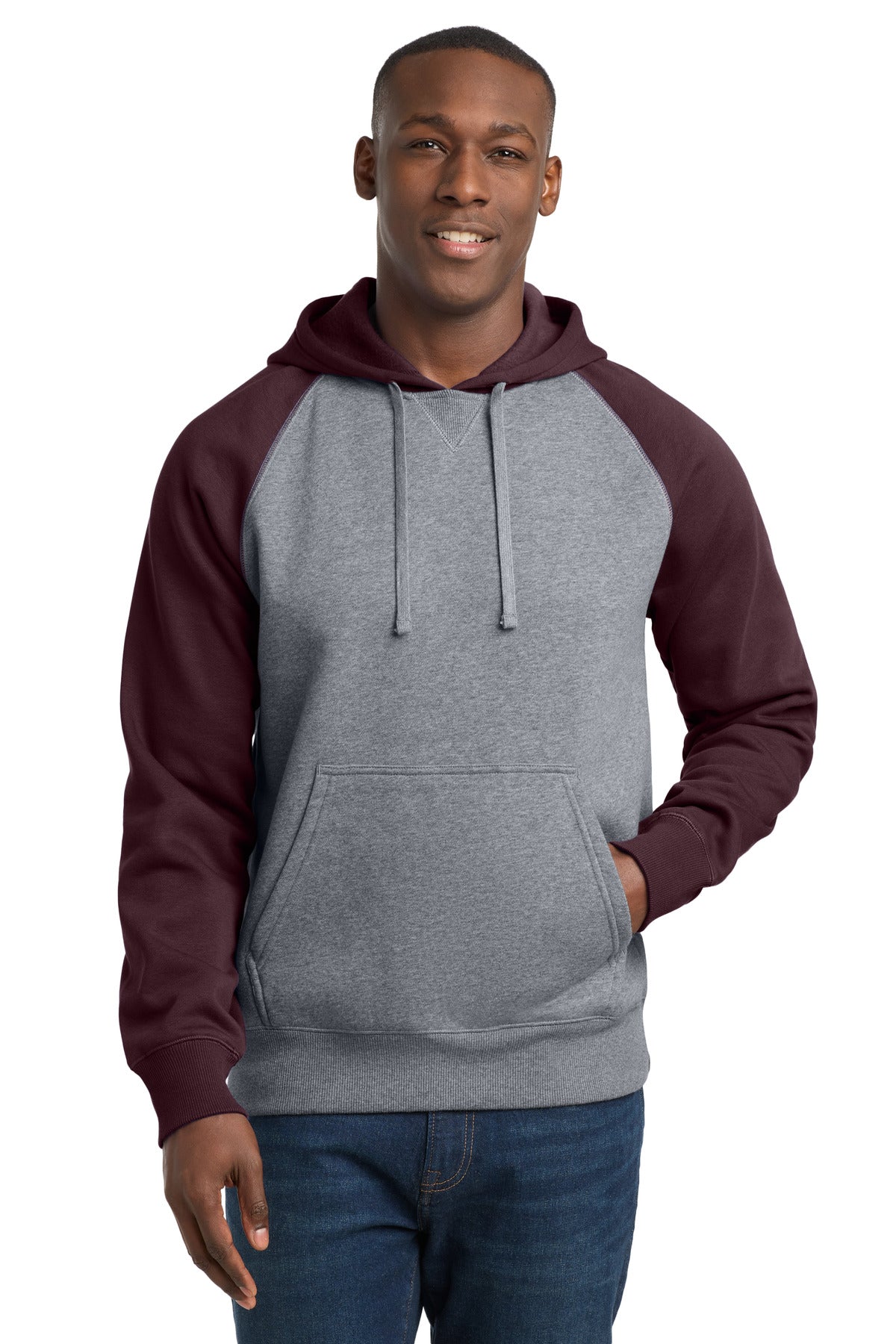 Sport-Tek ST267 Raglan Colorblock Pullover Hooded Sweatshirt