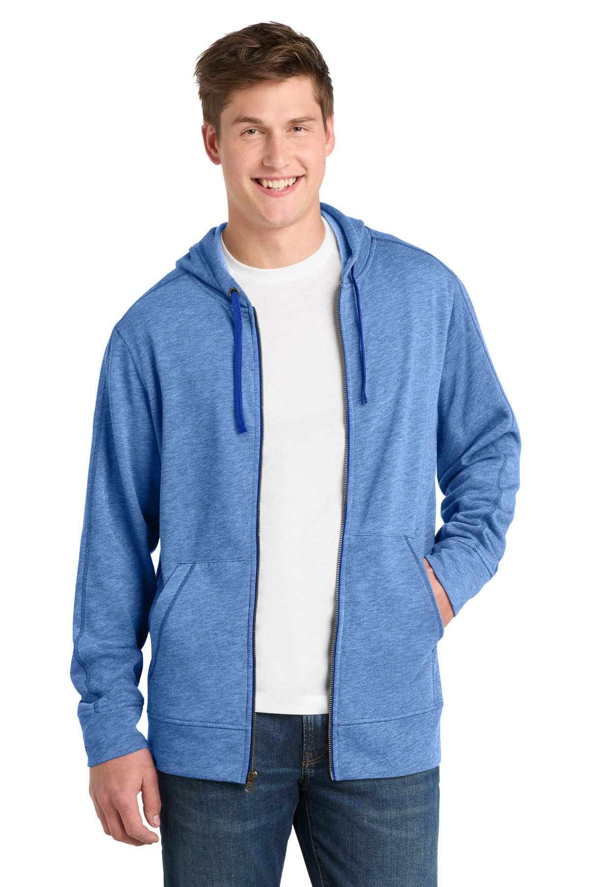 Sport-Tek  ®  PosiCharge  ®  Tri-Blend Wicking Fleece Full-Zip Hooded Jacket ST293 - Sport-Tek ST293