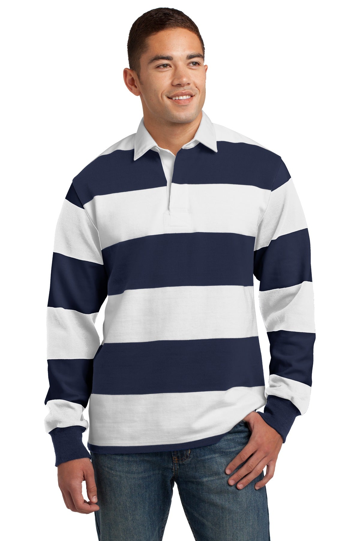 Sport-Tek ®  Classic Long Sleeve Rugby Polo. ST301 - Sport-Tek ST301