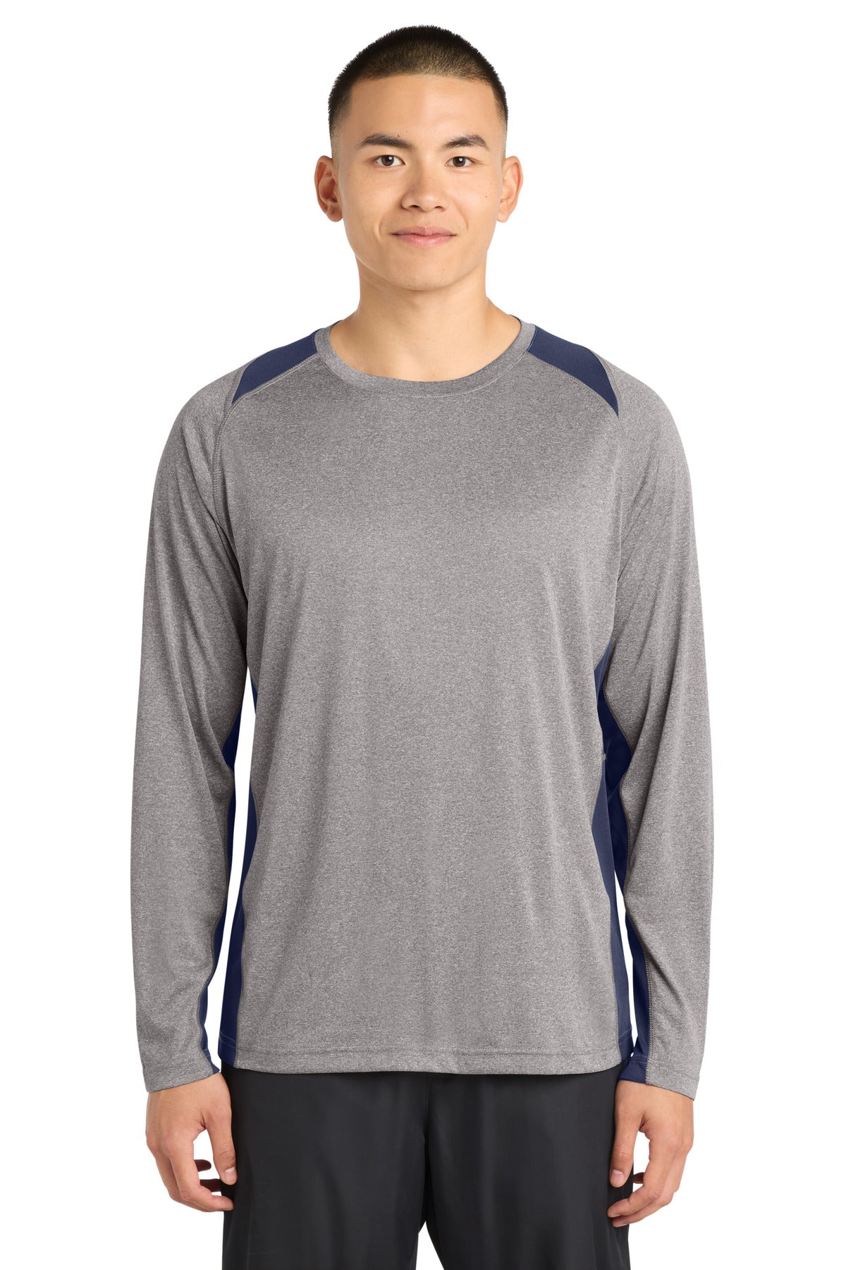 Sport-Tek ST361LS Long Sleeve Heather Colorblock Contender Tee