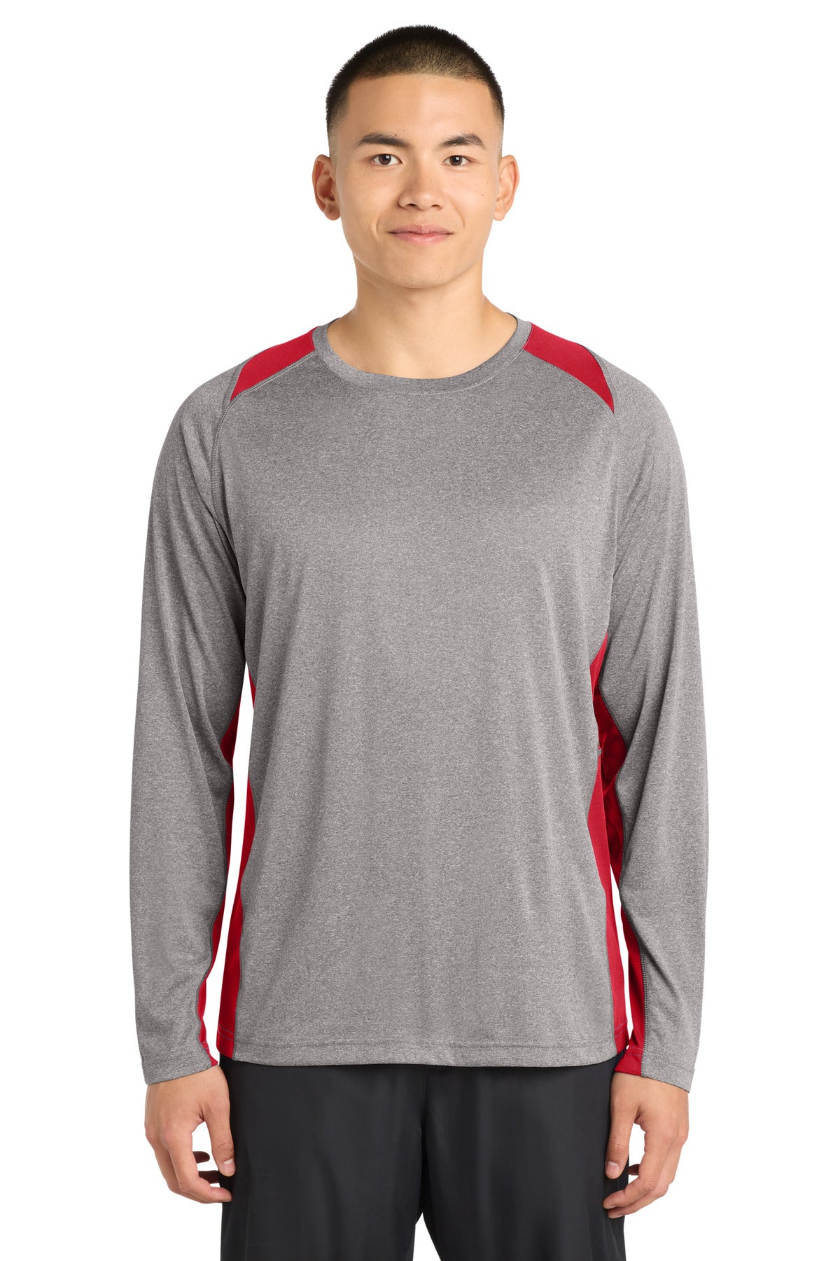Sport-Tek ®  Long Sleeve Heather Colorblock Contender ™  Tee. ST361LS - Sport-Tek ST361LS