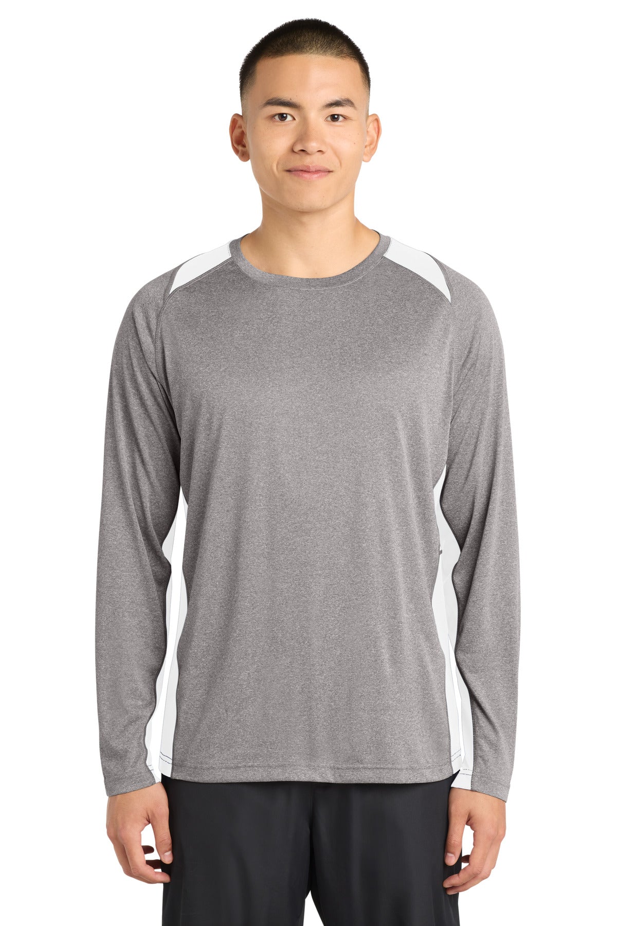 Sport-Tek ST361LS Long Sleeve Heather Colorblock Contender Tee
