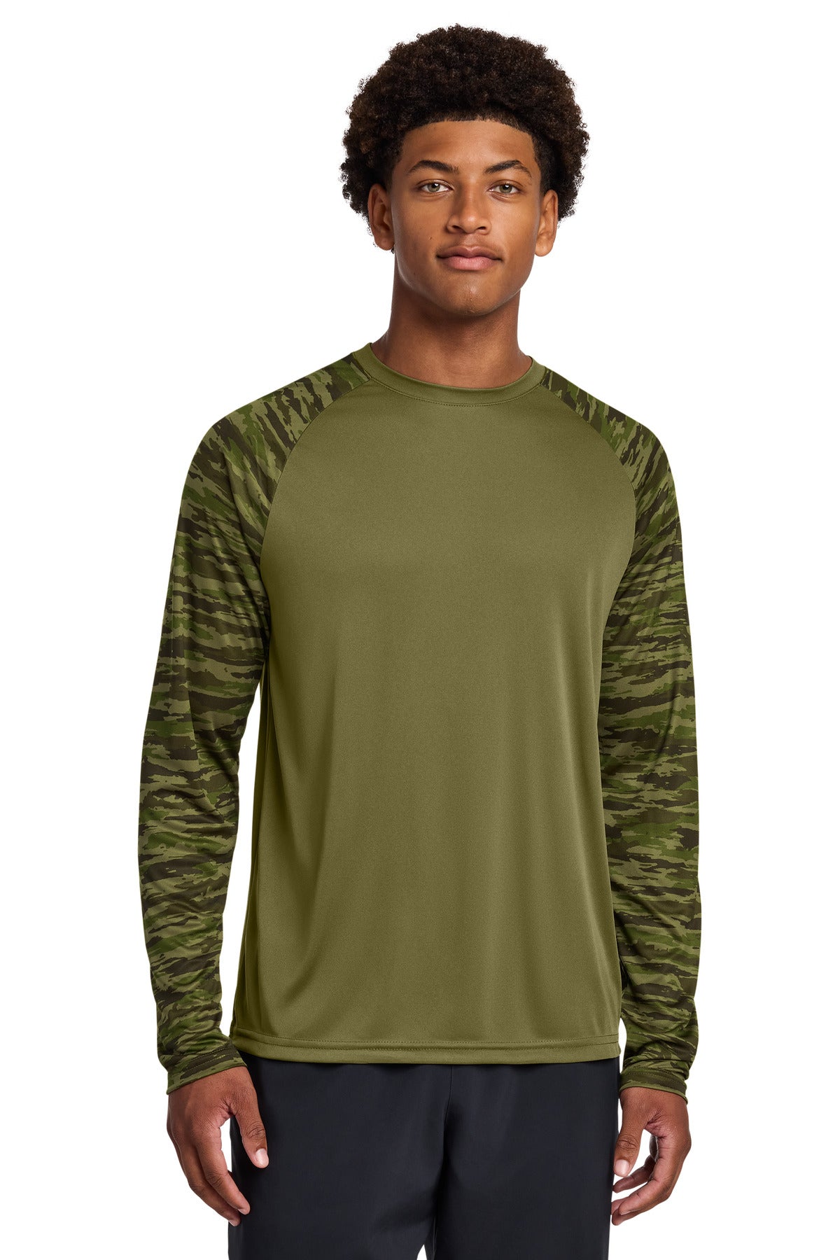 Sport-Tek ST376LS Drift Camo Colorblock Long Sleeve Tee