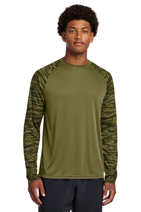 Sport-Tek ST376LS Drift Camo Colorblock Long Sleeve Tee