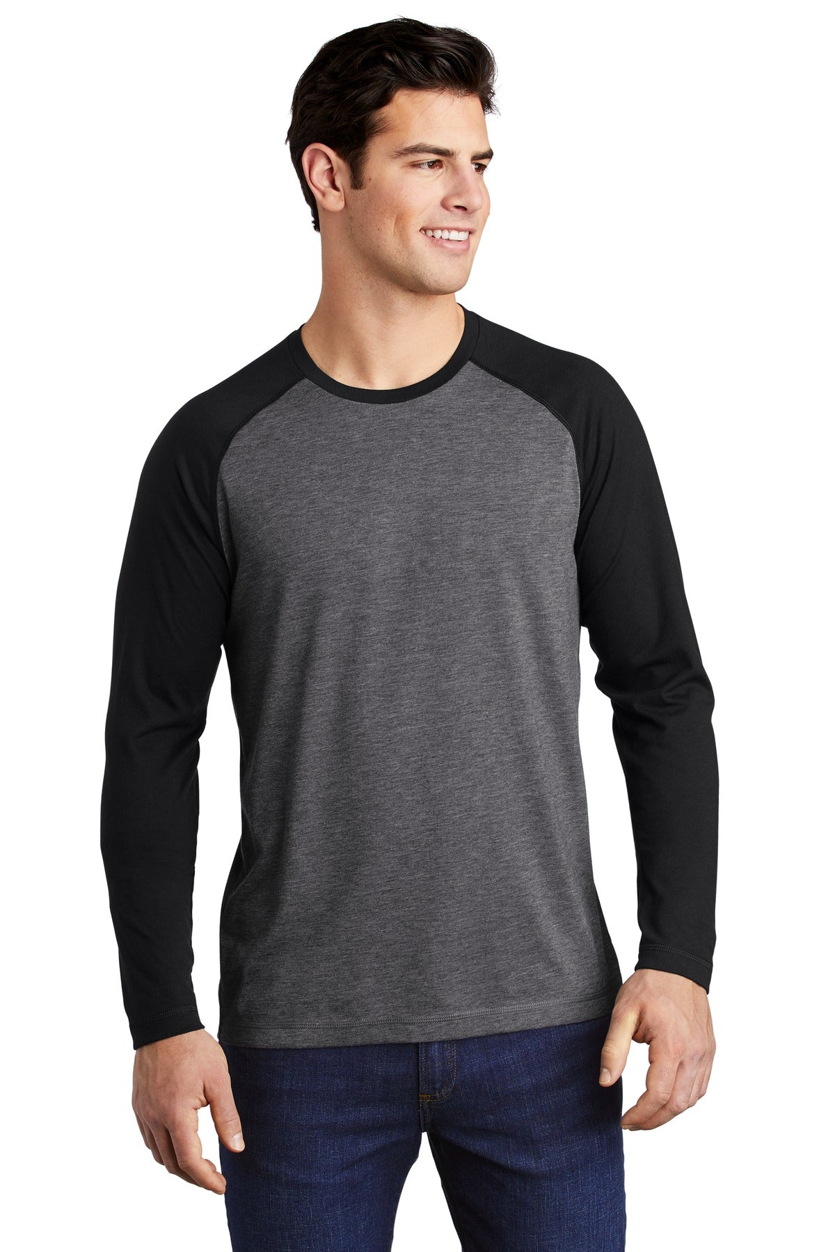 Sport-Tek  ®  PosiCharge  ®  Long Sleeve Tri-Blend Wicking Raglan Tee ST400LS - Sport-Tek ST400LS