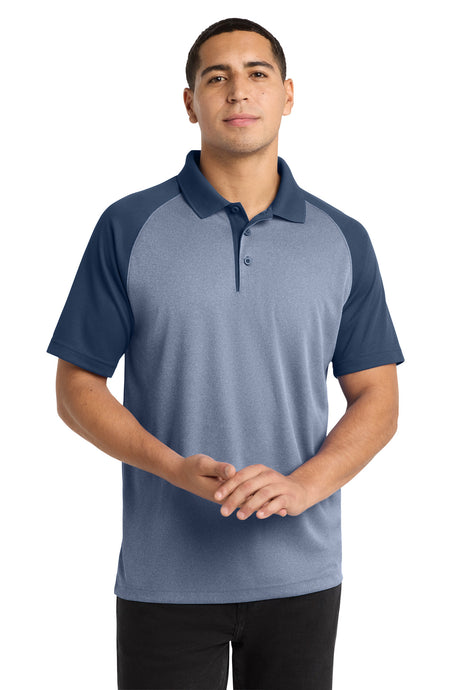 Sport-Tek  ®  PosiCharge  ®  RacerMesh  ®  Raglan Heather Block Polo. ST641 - Sport-Tek ST641