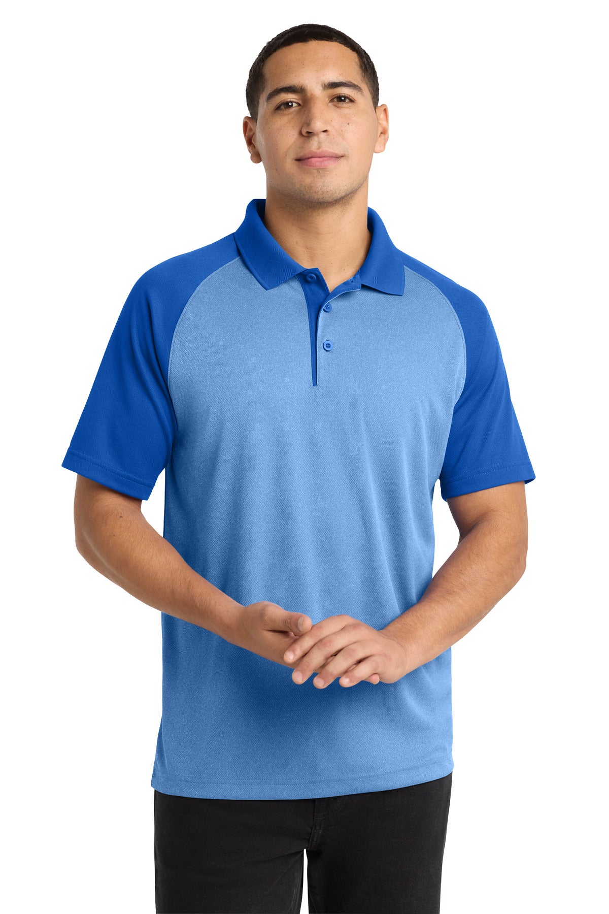 Sport-Tek ST641 PosiCharge RacerMesh Raglan Heather Block Polo