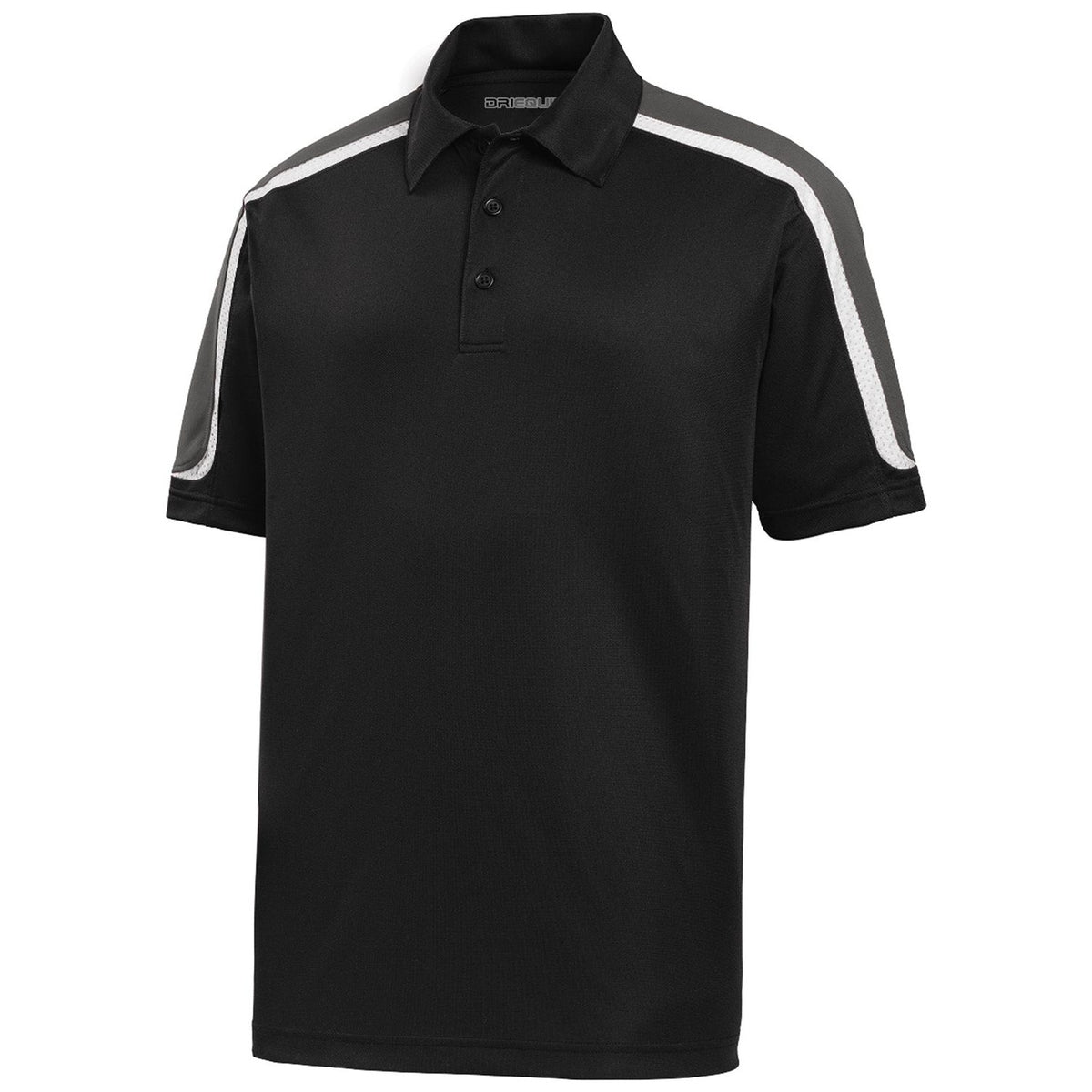 Tricolor Shoulder Micropique Sport-Wick Polo Polos/Knits DRI-EQUIP Black / Iron Grey / White X-Small